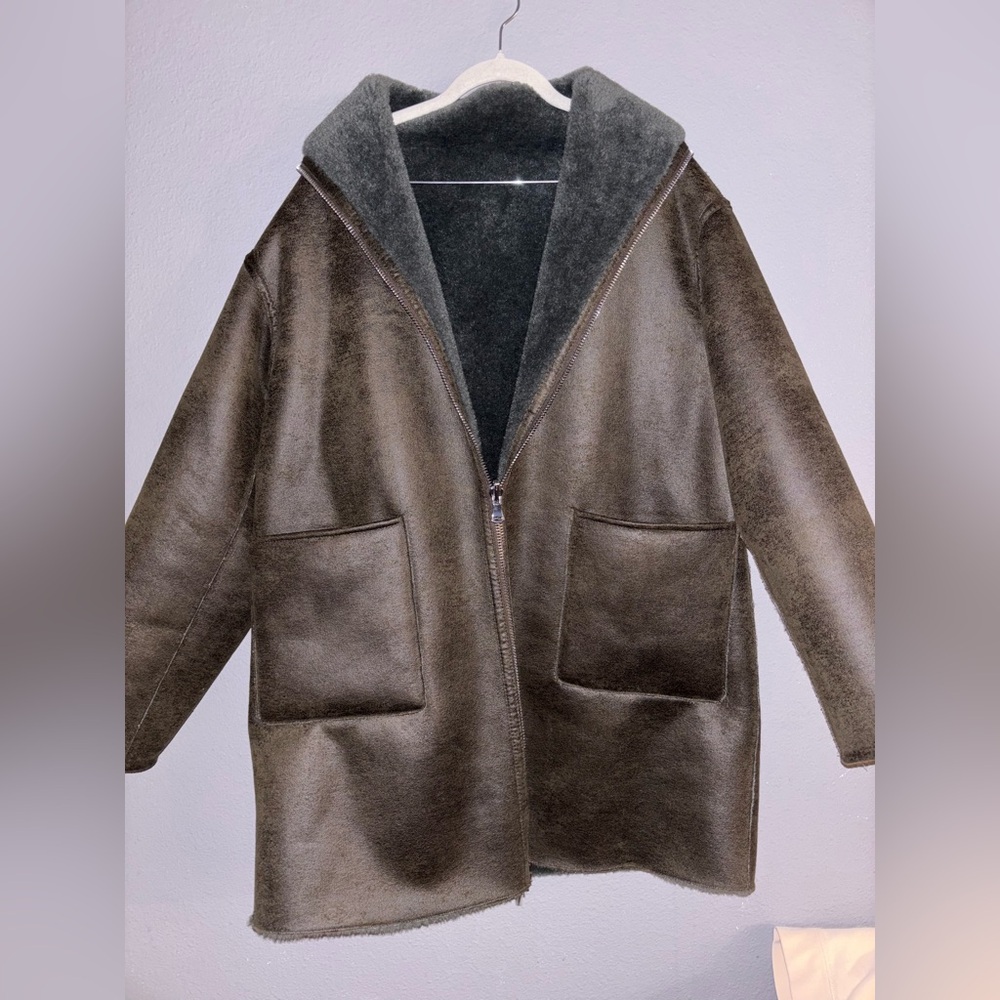 MANGO Reversible Faux Shearling Coat size S - Picture 2 of 7